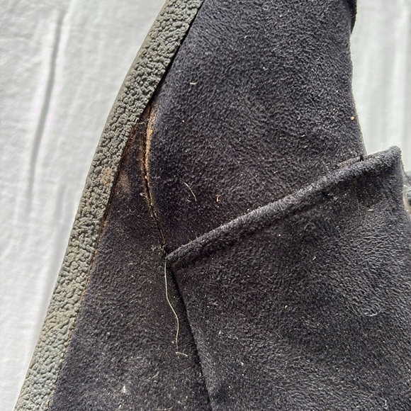 Call It Spring Black Suede Wedge Booties | Ankle Lace-Up Buckle Detail Size 6 - Picture 3 of 7